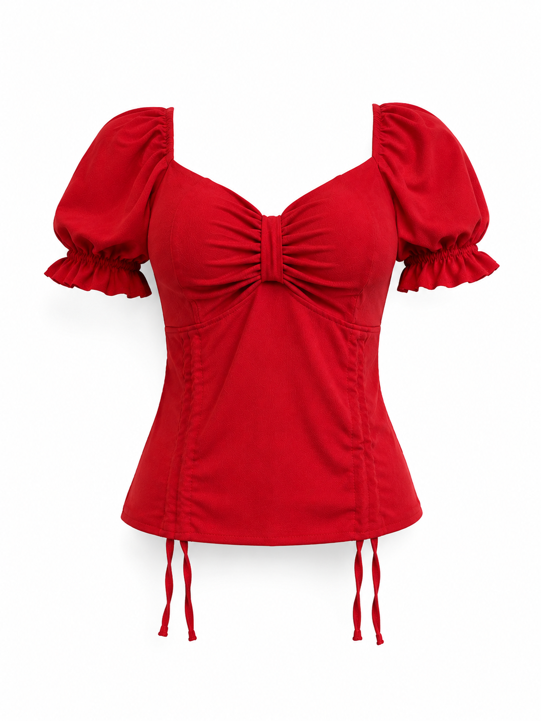 Blusa Maria con Nudo Frontal y Mangas Abullonadas-Rojo - Imagen 2