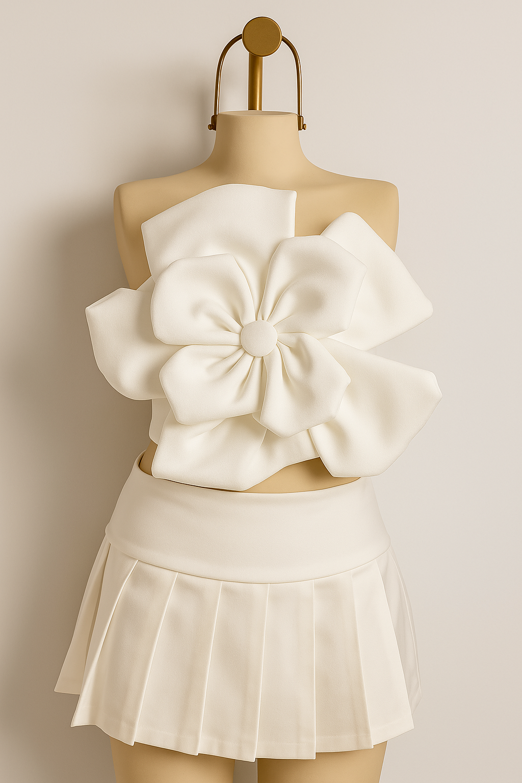Top Strapless Lulu con Flor 3D en Relieve – Blanco - Imagen 2