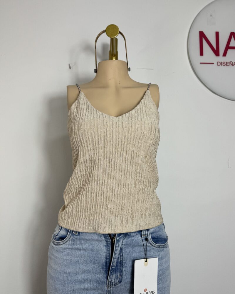 Top Eliana Brillante de Tiras con Lurex – Estilo Elegante y Versátil para Toda Ocasión