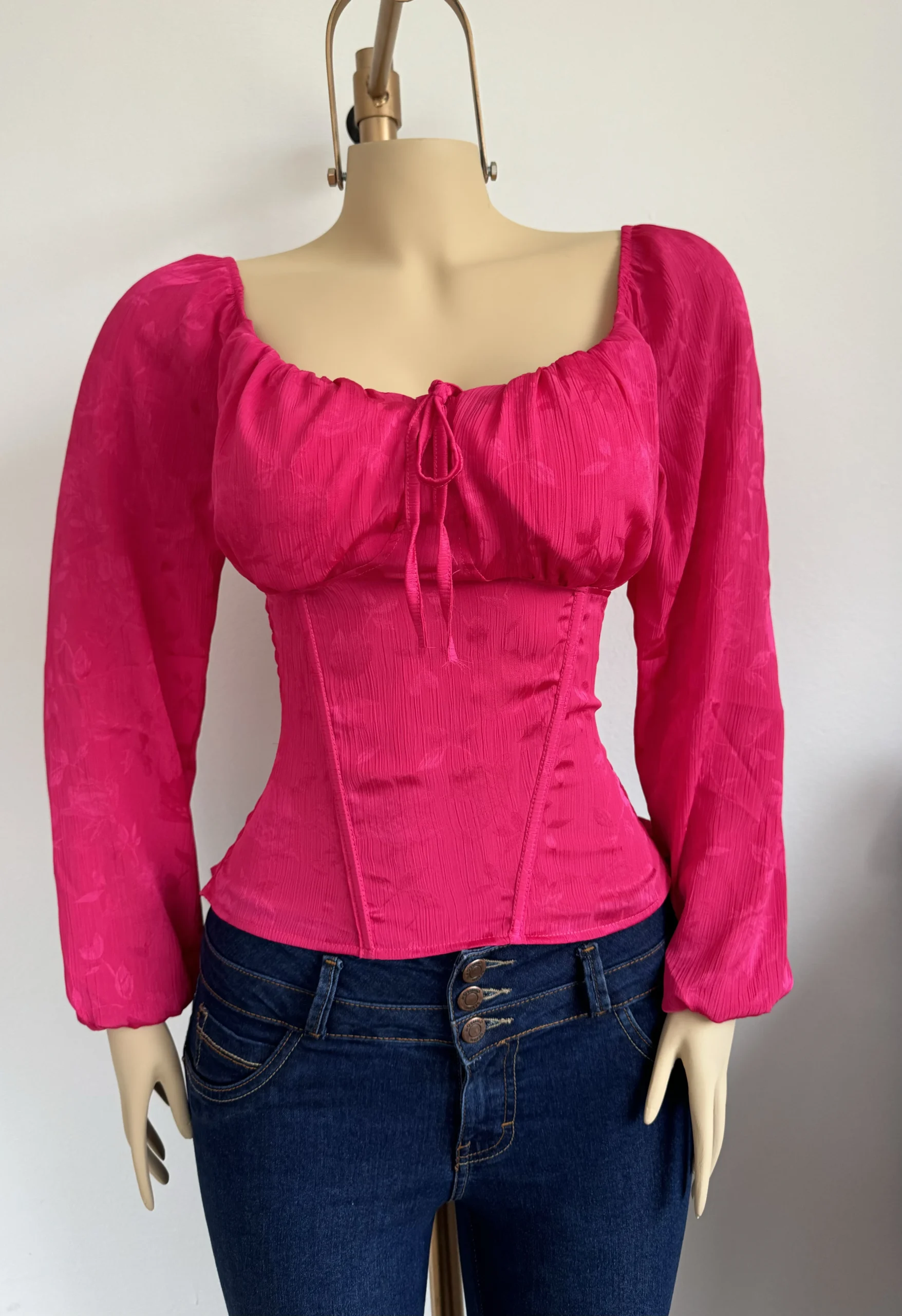 Blusa Corset Mariela con Mangas Largas y Lazo Frontal (copia) - Imagen 4