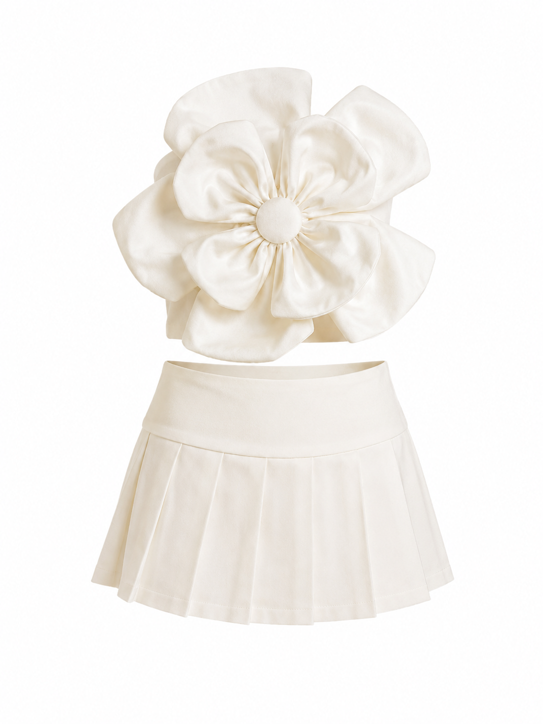 Top Strapless Lulu con Flor 3D en Relieve – Blanco - Imagen 3