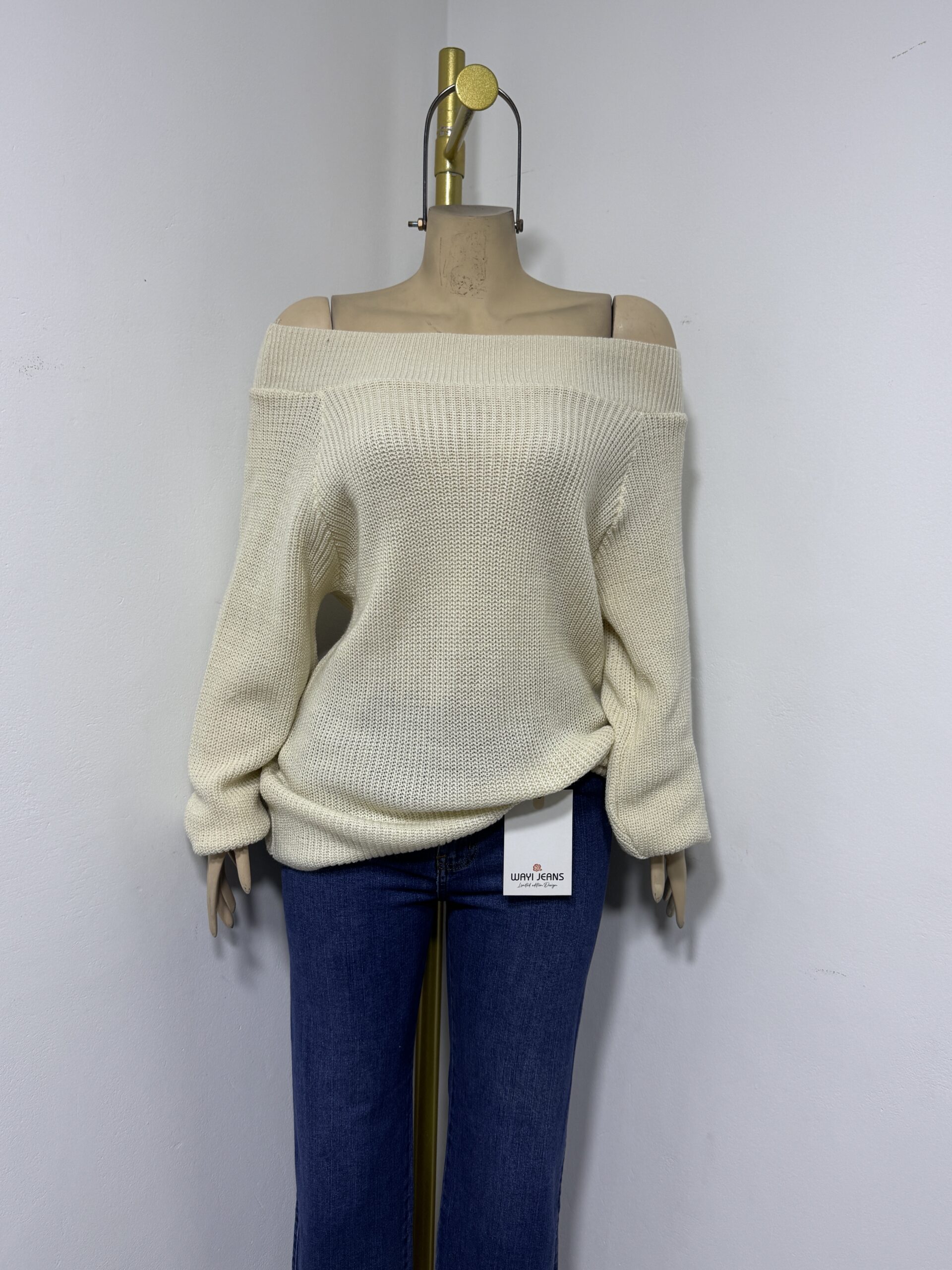 Chompa Off Shoulder Ojal-Verde Manzana - Imagen 2
