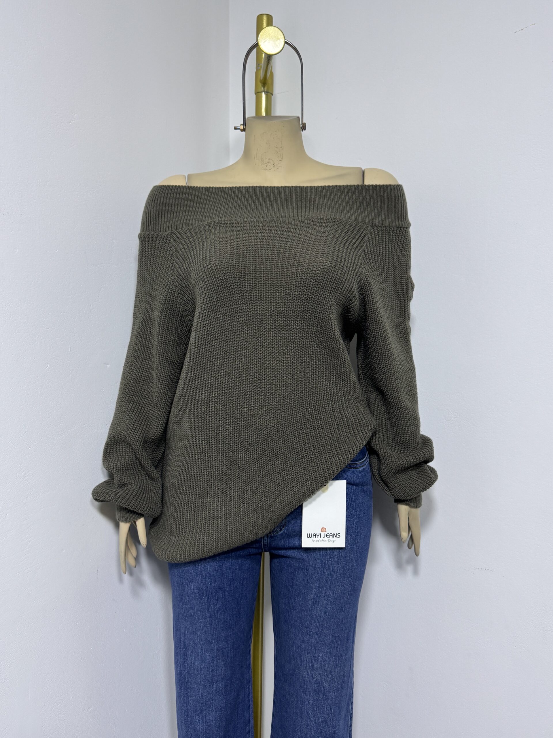 Chompa Off Shoulder Ojal-Verde Manzana - Imagen 3