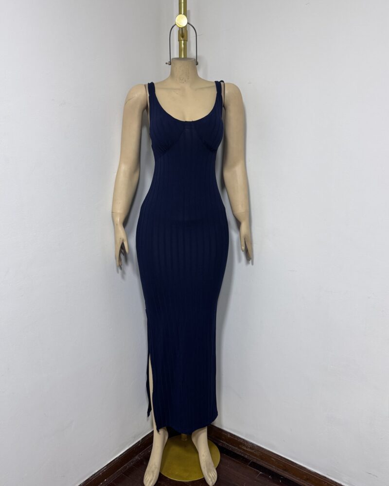 Vestido Darleens Ribbed-Azul noche