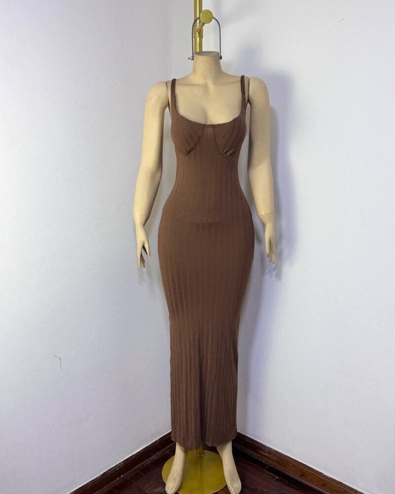 Vestido Darleens Ribbed-Marron