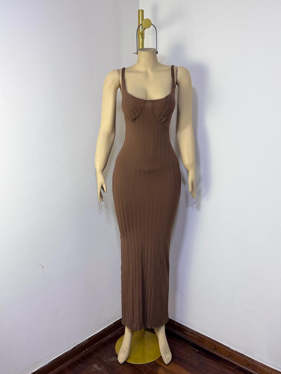 Vestido Darleens Ribbed-Marron