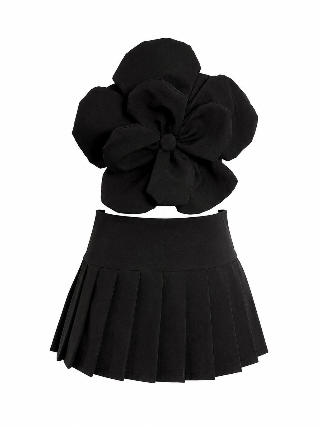 Top Strapless Lulu con Flor 3D en Relieve – Negro - Imagen 3